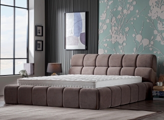 SERABED Kárpitozott ágykeretek fém szerkezettel, ágyneműtartóval