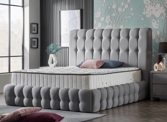 SERABED Kárpitozott ágykeretek fém szerkezettel, ágyneműtartóval