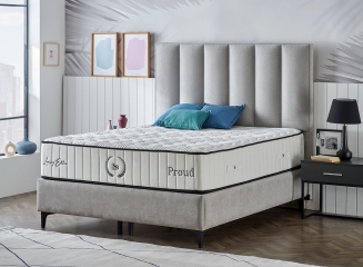 SERABED Kárpitozott ágykeretek fém szerkezettel, ágyneműtartóval